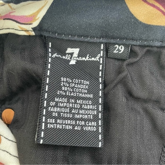 7‎ For All Mankind Skinny Black Floral Print Jeans Mid-Rise Size 29 - Picture 13 of 14